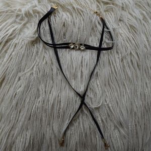 Target Suede Cord Wrap Choker with Jewel Charm